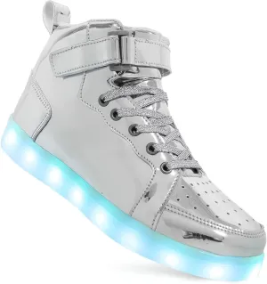 Big Kids Adult Light Up Trainers Luminous Sneakers Boys Girls USB Charging Led High Top Flashing Shoes Xmas