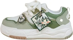 Bobo's House Women's Adventurous Girly Green Chunky Sneakers Pastel Green Kawaii Vegan Shoes