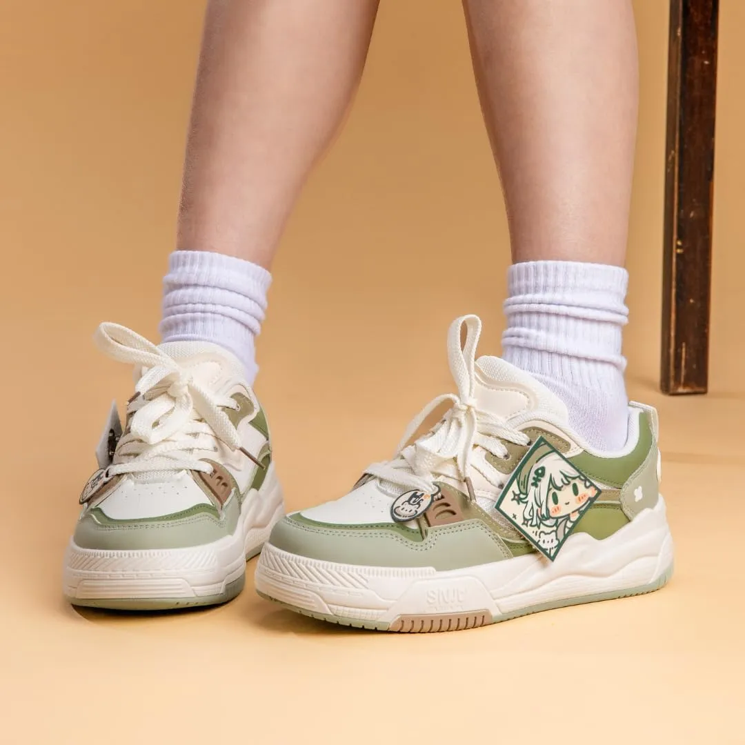 Bobo's House Women's Adventurous Girly Green Chunky Sneakers Pastel Green Kawaii Vegan Shoes