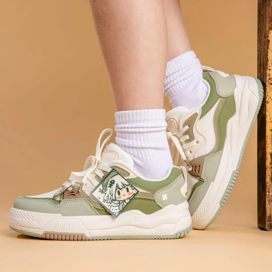 Bobo's House Women's Adventurous Girly Green Chunky Sneakers Pastel Green Kawaii Vegan Shoes
