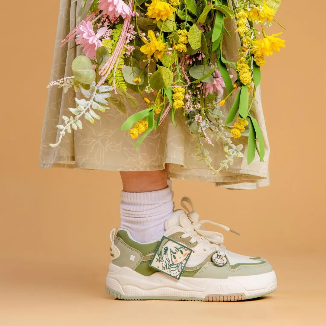 Bobo's House Women's Adventurous Girly Green Chunky Sneakers Pastel Green Kawaii Vegan Shoes