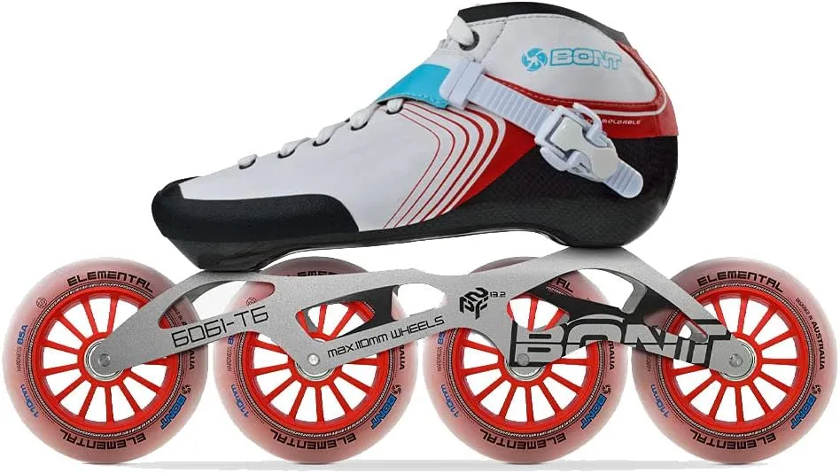 Bont Skates - Inline Speed Skating Racing Skates - GT4 Skate Boots   6061 Frame   Elemental Wheels   ABEC5 Bearings