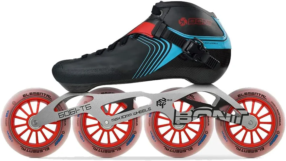 Bont Skates - Inline Speed Skating Racing Skates - GT4 Skate Boots   6061 Frame   Elemental Wheels   ABEC5 Bearings