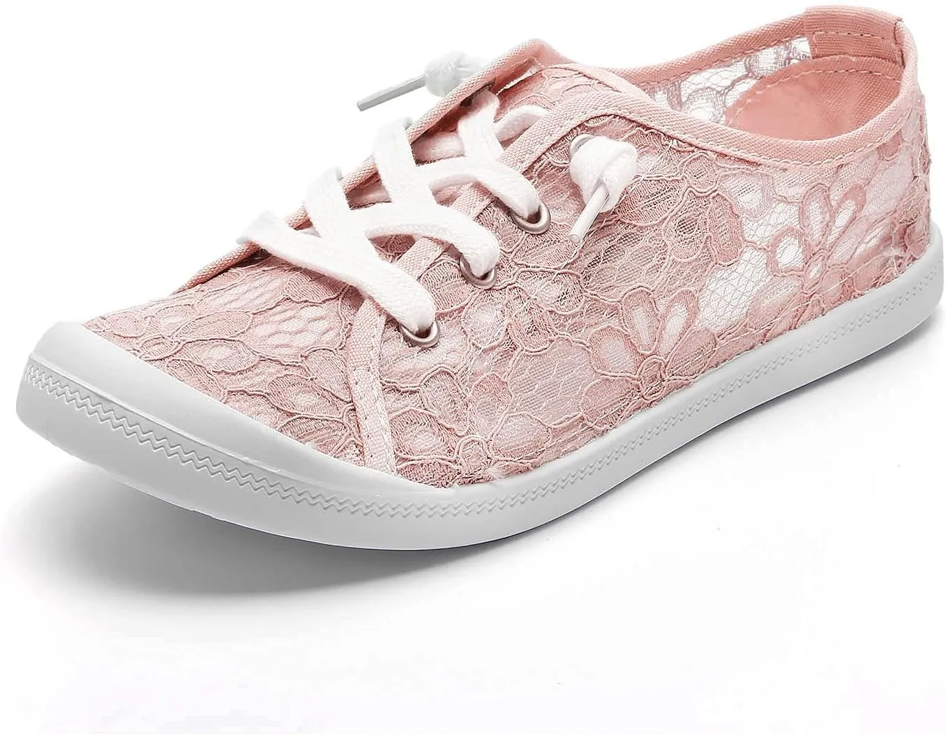 BORAMAX Women's Canvas Sneakers Low Cut Canvas Shoes Lace Up Fashion Tennis Shoes Breathable Flats Bride Lace Sneakers