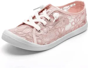 BORAMAX Women's Canvas Sneakers Low Cut Canvas Shoes Lace Up Fashion Tennis Shoes Breathable Flats Bride Lace Sneakers