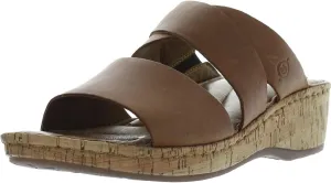 BORN Womens Leather Cork Wedge Sandals