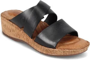 BORN Womens Leather Cork Wedge Sandals