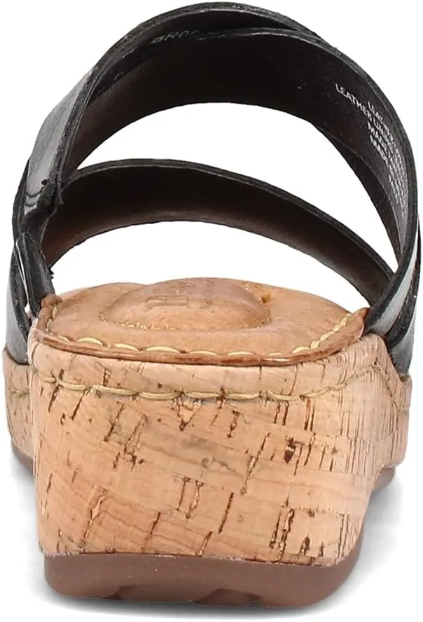 BORN Womens Leather Cork Wedge Sandals