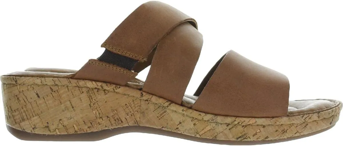 BORN Womens Leather Cork Wedge Sandals