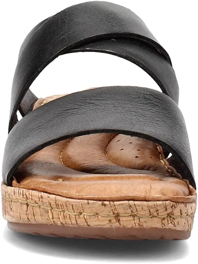 BORN Womens Leather Cork Wedge Sandals