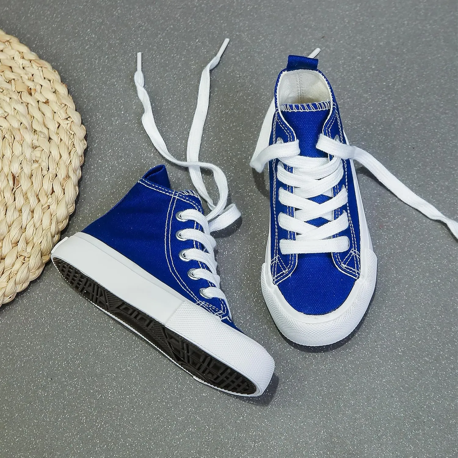 Boys & Girls High Top lace-up Kids' Espadrcanvas Shoes Back-to-School Season Little White Shoes Teen Classic Kids' Sneakers Tennis Shoes Baby Skate Shoes