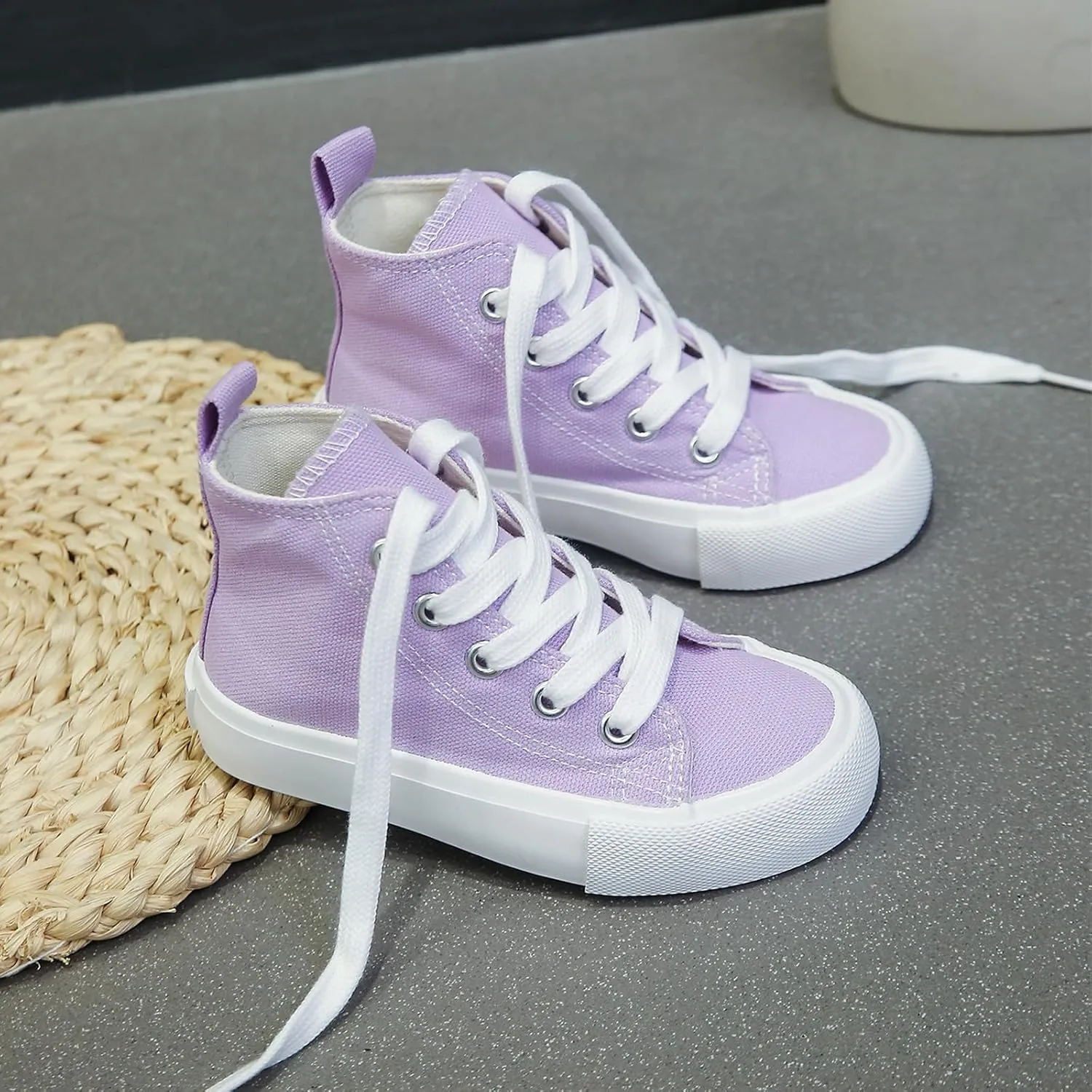Boys & Girls High Top lace-up Kids' Espadrcanvas Shoes Back-to-School Season Little White Shoes Teen Classic Kids' Sneakers Tennis Shoes Baby Skate Shoes