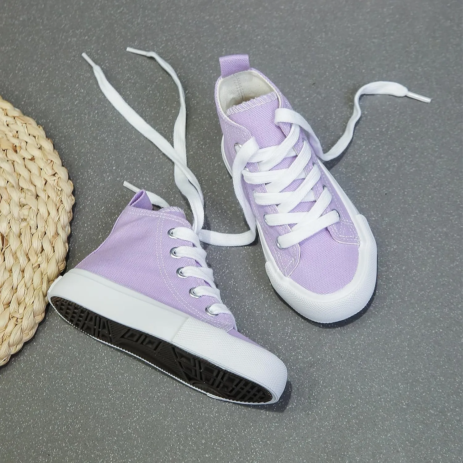 Boys & Girls High Top lace-up Kids' Espadrcanvas Shoes Back-to-School Season Little White Shoes Teen Classic Kids' Sneakers Tennis Shoes Baby Skate Shoes