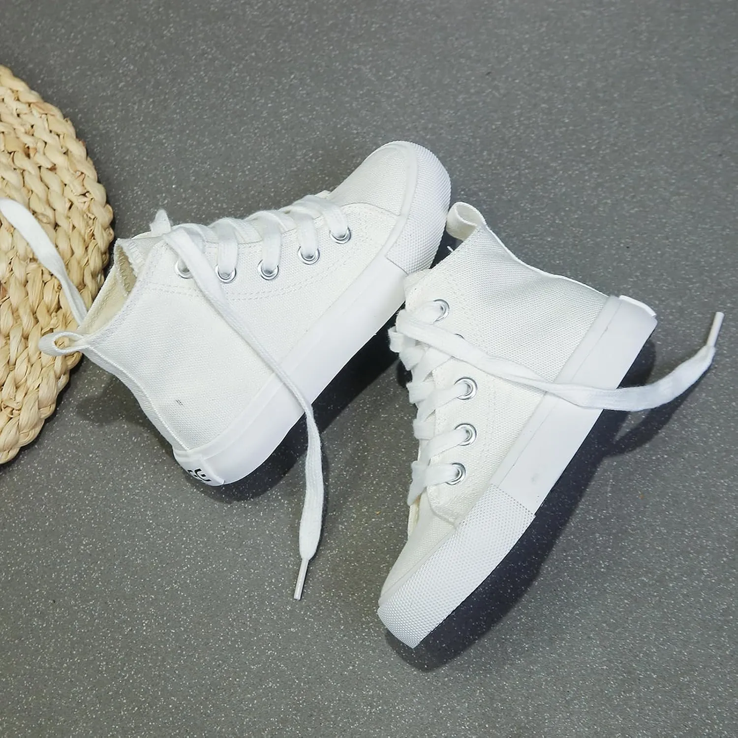Boys & Girls High Top lace-up Kids' Espadrcanvas Shoes Back-to-School Season Little White Shoes Teen Classic Kids' Sneakers Tennis Shoes Baby Skate Shoes
