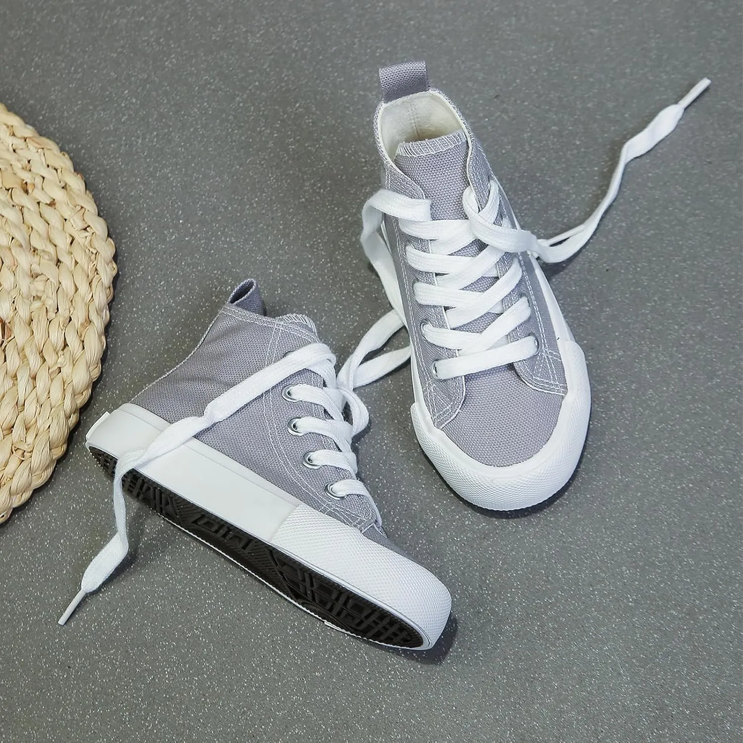 Boys & Girls High Top lace-up Kids' Espadrcanvas Shoes Back-to-School Season Little White Shoes Teen Classic Kids' Sneakers Tennis Shoes Baby Skate Shoes