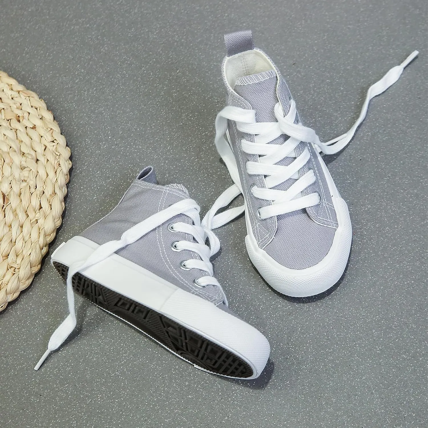 Boys & Girls High Top lace-up Kids' Espadrcanvas Shoes Back-to-School Season Little White Shoes Teen Classic Kids' Sneakers Tennis Shoes Baby Skate Shoes