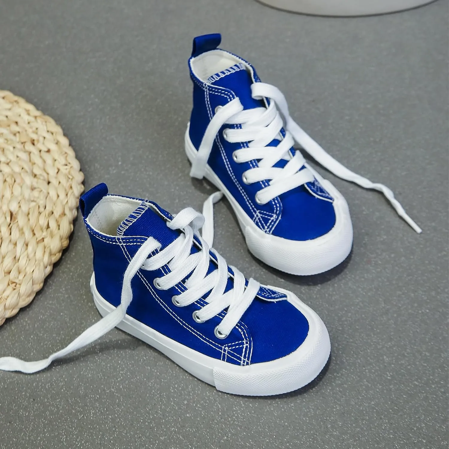 Boys & Girls High Top lace-up Kids' Espadrcanvas Shoes Back-to-School Season Little White Shoes Teen Classic Kids' Sneakers Tennis Shoes Baby Skate Shoes