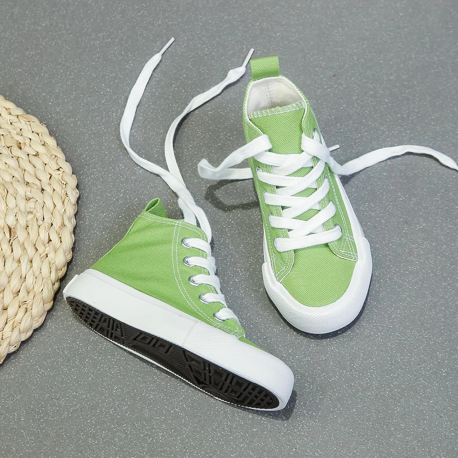 Boys & Girls High Top lace-up Kids' Espadrcanvas Shoes Back-to-School Season Little White Shoes Teen Classic Kids' Sneakers Tennis Shoes Baby Skate Shoes