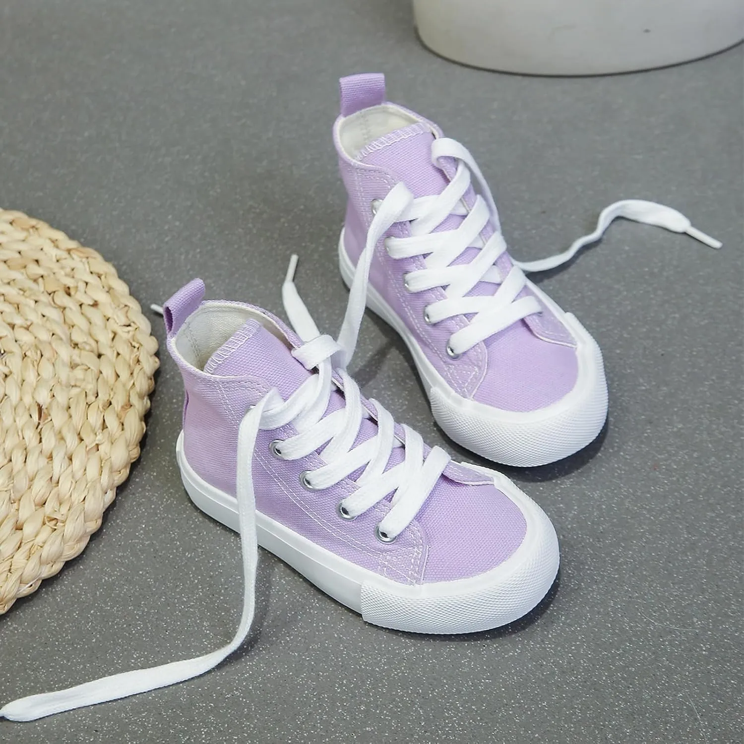 Boys & Girls High Top lace-up Kids' Espadrcanvas Shoes Back-to-School Season Little White Shoes Teen Classic Kids' Sneakers Tennis Shoes Baby Skate Shoes