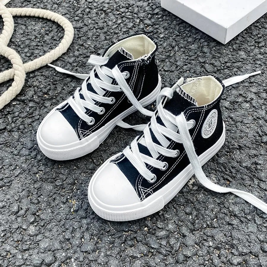 Boys & Girls High Top Zipper Kids' Espadrcanvas Shoes Back-to-School Season Little White Shoes Teen Classic Kids' Sneakers Tennis Shoes Baby Skate Shoes