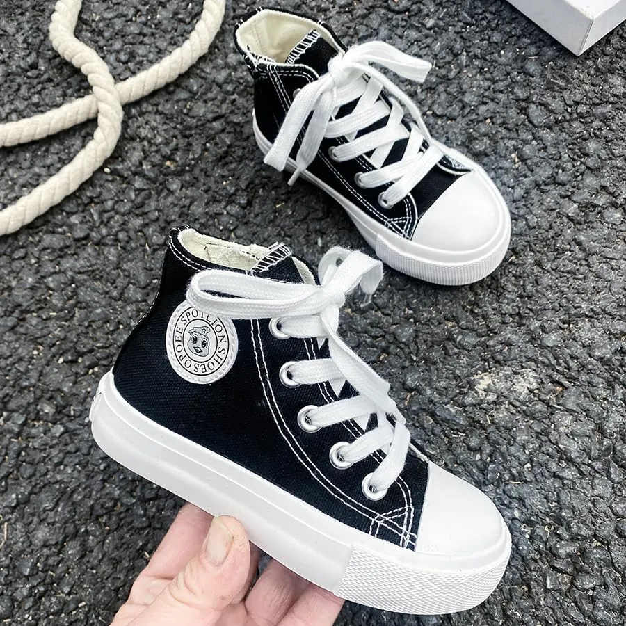 Boys & Girls High Top Zipper Kids' Espadrcanvas Shoes Back-to-School Season Little White Shoes Teen Classic Kids' Sneakers Tennis Shoes Baby Skate Shoes