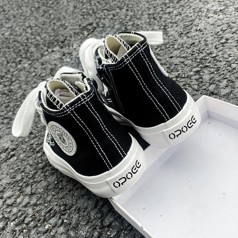 Boys & Girls High Top Zipper Kids' Espadrcanvas Shoes Back-to-School Season Little White Shoes Teen Classic Kids' Sneakers Tennis Shoes Baby Skate Shoes