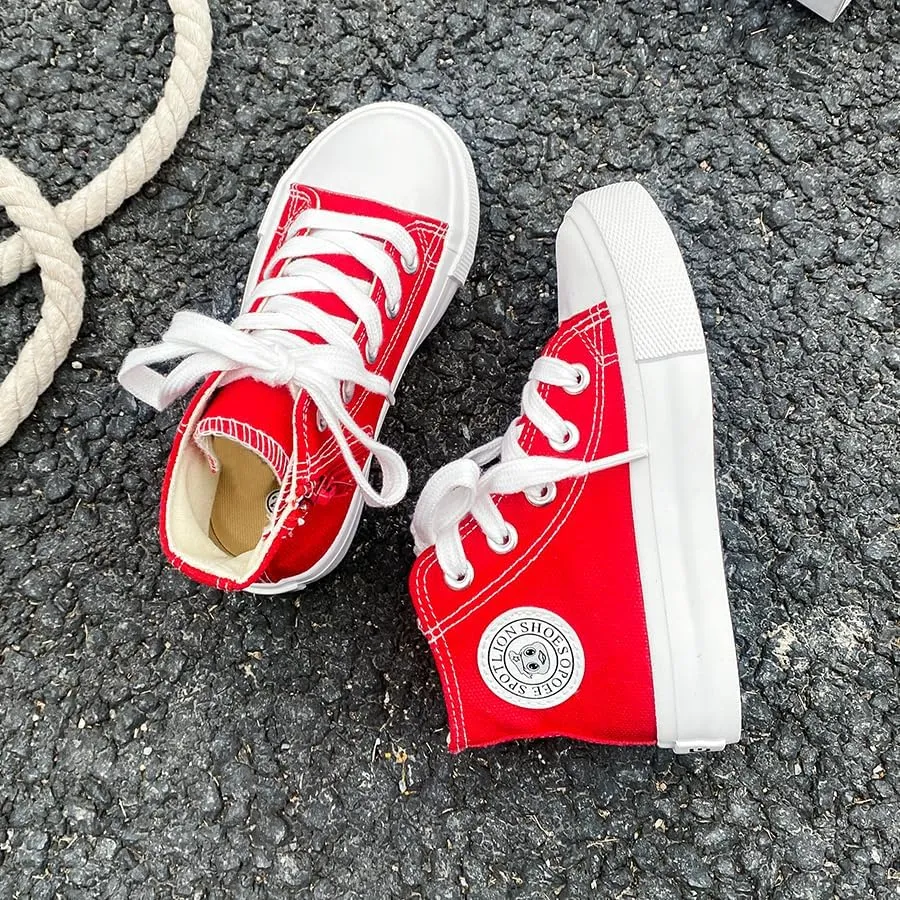 Boys & Girls High Top Zipper Kids' Espadrcanvas Shoes Back-to-School Season Little White Shoes Teen Classic Kids' Sneakers Tennis Shoes Baby Skate Shoes