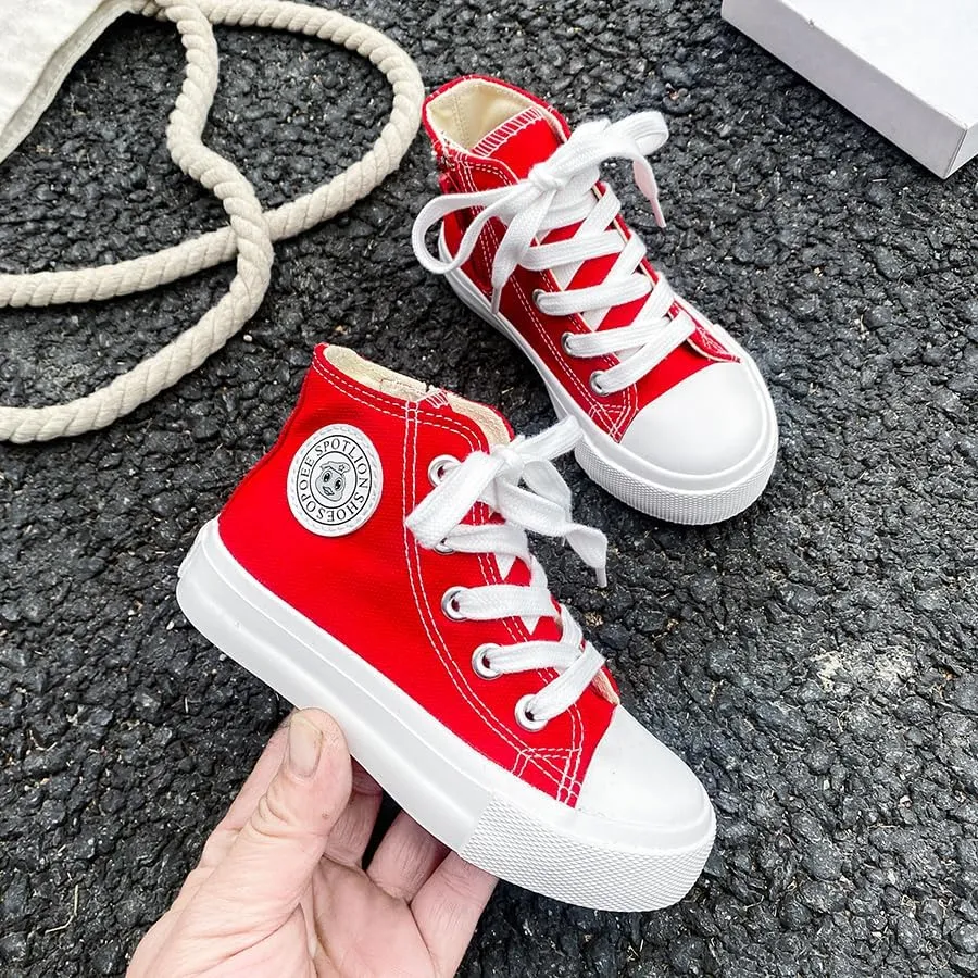Boys & Girls High Top Zipper Kids' Espadrcanvas Shoes Back-to-School Season Little White Shoes Teen Classic Kids' Sneakers Tennis Shoes Baby Skate Shoes