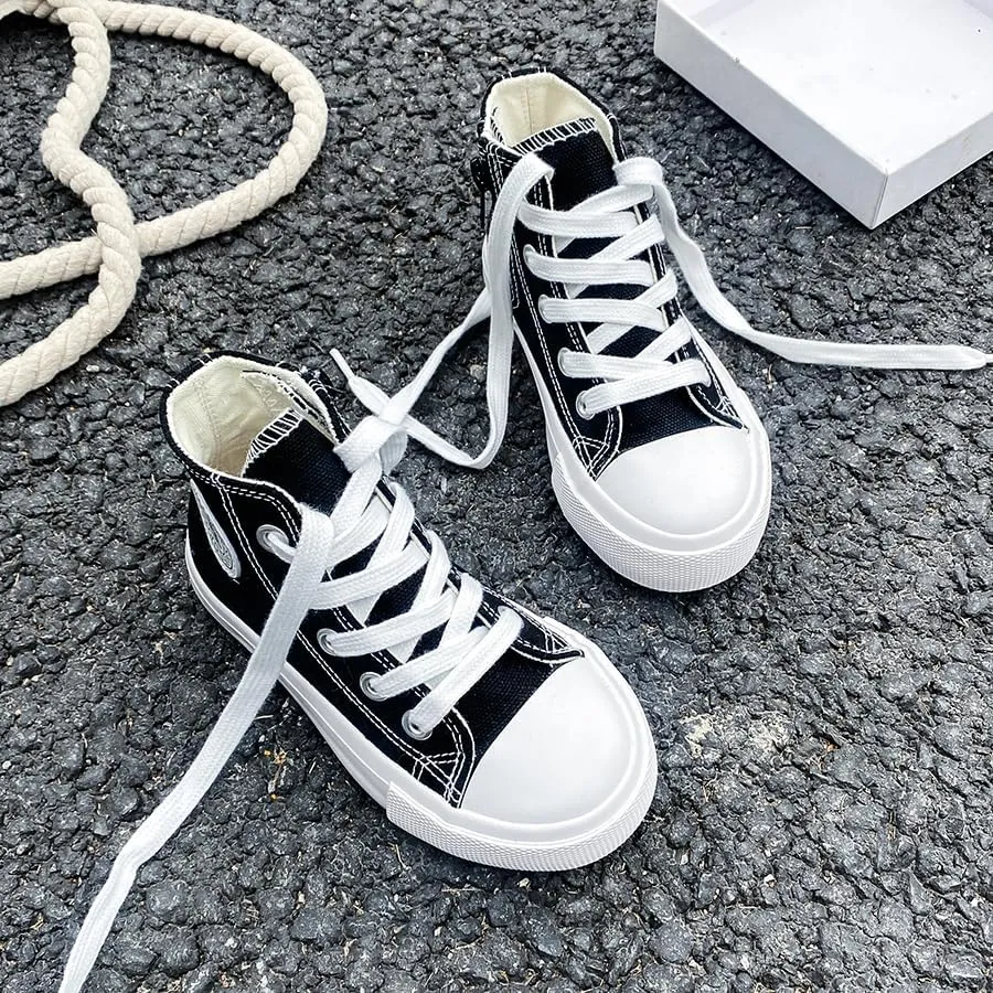 Boys & Girls High Top Zipper Kids' Espadrcanvas Shoes Back-to-School Season Little White Shoes Teen Classic Kids' Sneakers Tennis Shoes Baby Skate Shoes