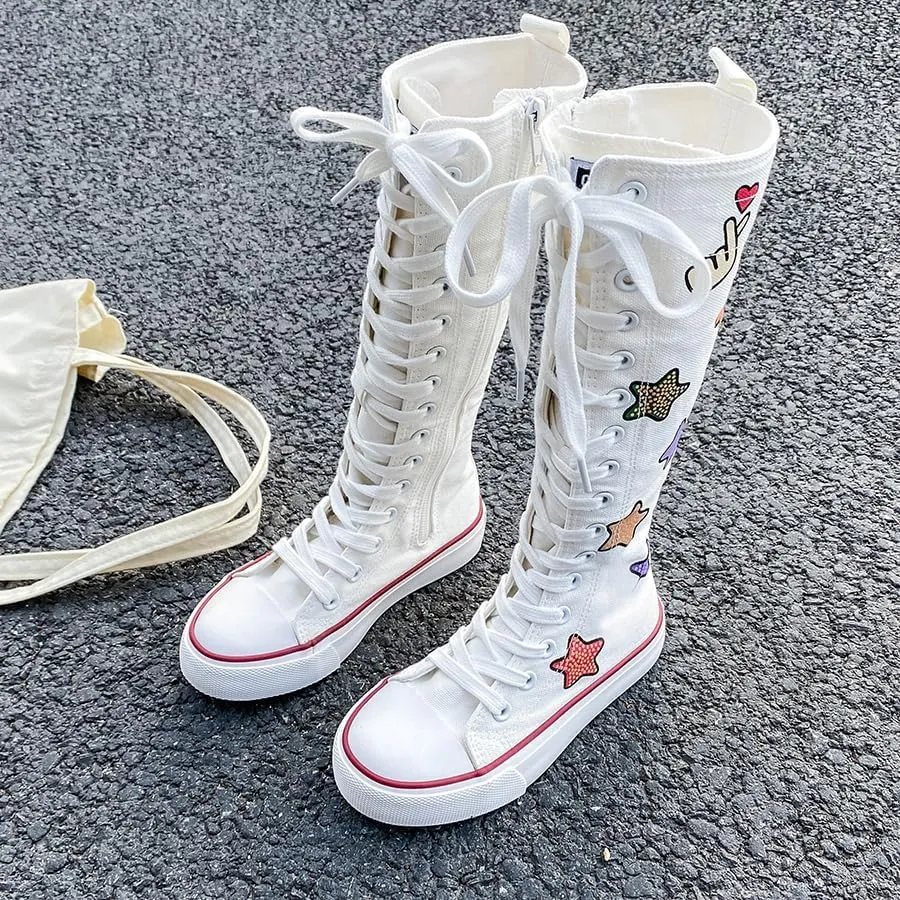 Boys and Girls High Top Children's Canvas Shoes Fashion Street Dance White Campus Shoe Outdoor Leisure Sneakers Shoes