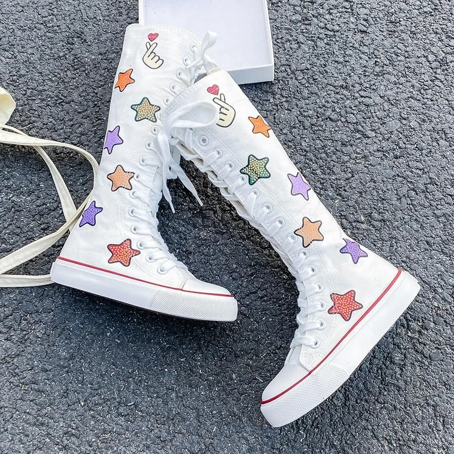 Boys and Girls High Top Children's Canvas Shoes Fashion Street Dance White Campus Shoe Outdoor Leisure Sneakers Shoes