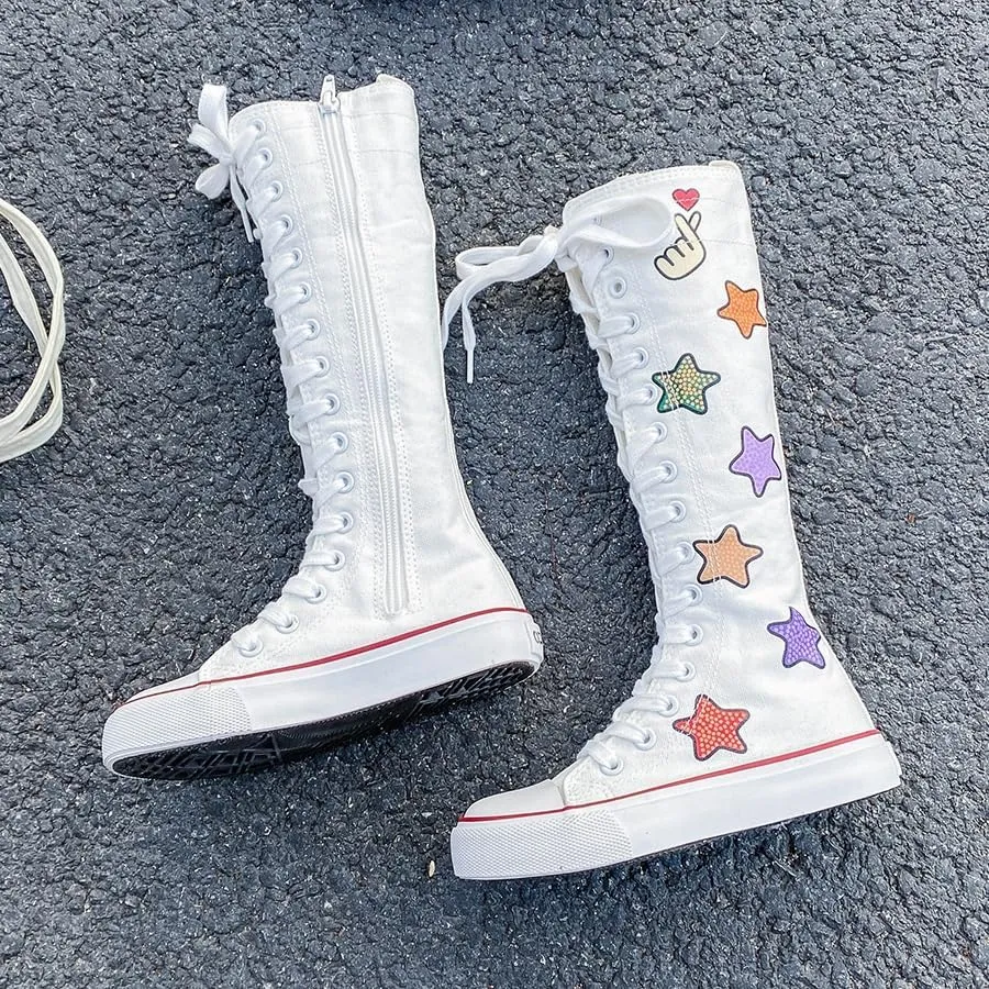 Boys and Girls High Top Children's Canvas Shoes Fashion Street Dance White Campus Shoe Outdoor Leisure Sneakers Shoes