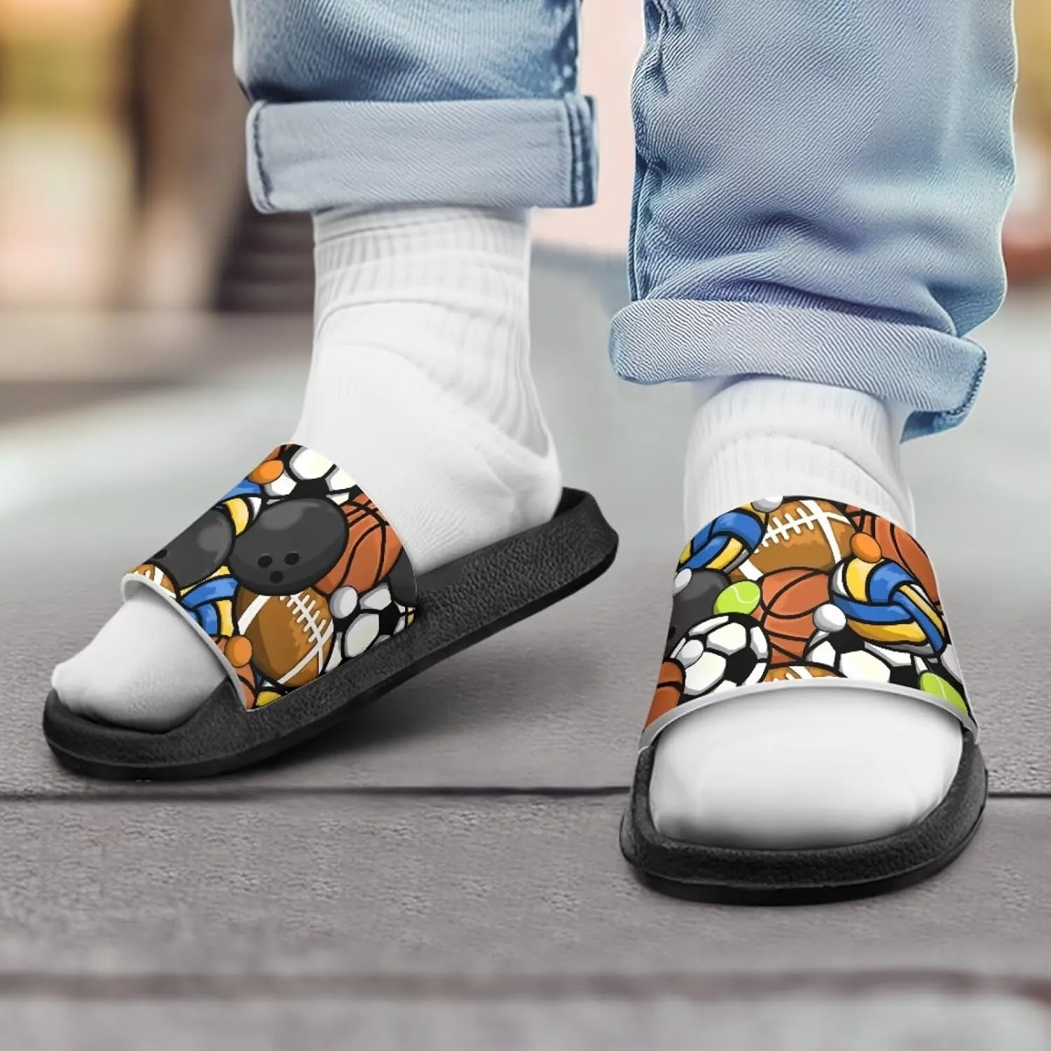 Boys Girls Sandals with Non Slip Footbed Casual Slides Sandals Open Toes Flat for Kids Toddler