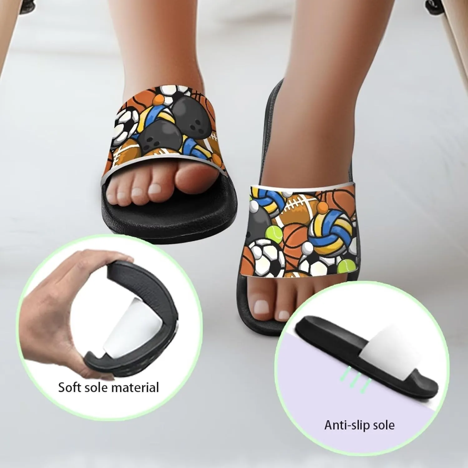 Boys Girls Sandals with Non Slip Footbed Casual Slides Sandals Open Toes Flat for Kids Toddler