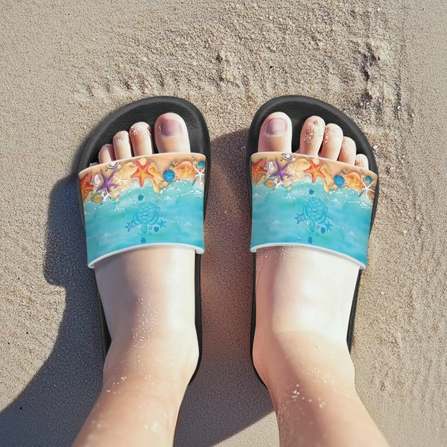 Boys Slides Kids Girls Slippers Blue Beach Sandals Cute Sea Animal Summer Shoes for Home Pool Gifts