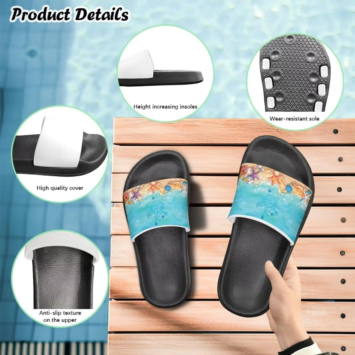 Boys Slides Kids Girls Slippers Blue Beach Sandals Cute Sea Animal Summer Shoes for Home Pool Gifts