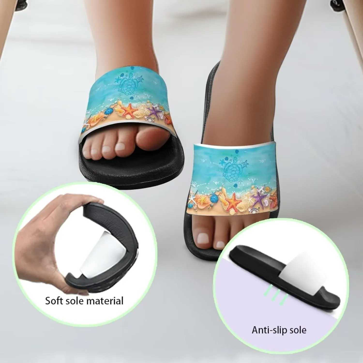 Boys Slides Kids Girls Slippers Blue Beach Sandals Cute Sea Animal Summer Shoes for Home Pool Gifts