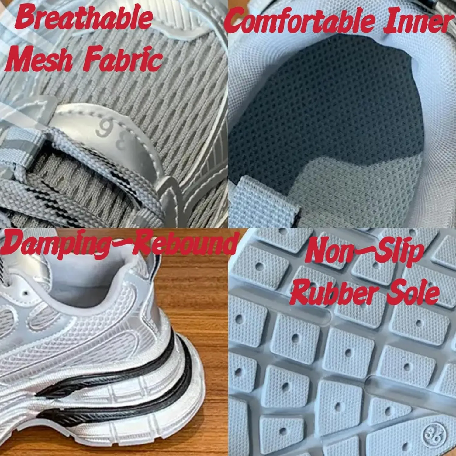 Breathable Chunky Sneakers for Women Fashion Platform Height Gain Sneakers Comfortable Non-Slip Lace Up Casual Walking Dad Shoes