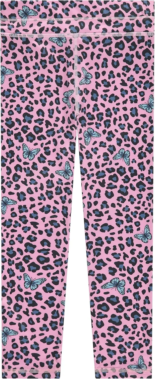 BTween Girls’ 4 Pack Leggings Set, Exercise, Sports Tights with Wide Waistband for Girls