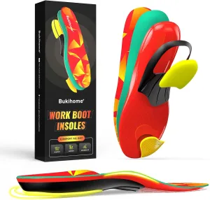 Bukihome Orthotic Insoles for Plantar Fasciitis Relief - Heavy Duty Work Insoles with Anti-Fatigue Arch Support, Shock Absorption & Heel Cushion - Men Women Shoe Inserts