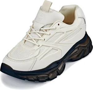 CALTO Men's Invisible Height Increasing Elevator Shoes - Beige/Translucent Onyx Sole Chunky Sole Lace-up Sporty Sneakers - 2.6 Inches Taller - S5283 - Size 12 D(M) US