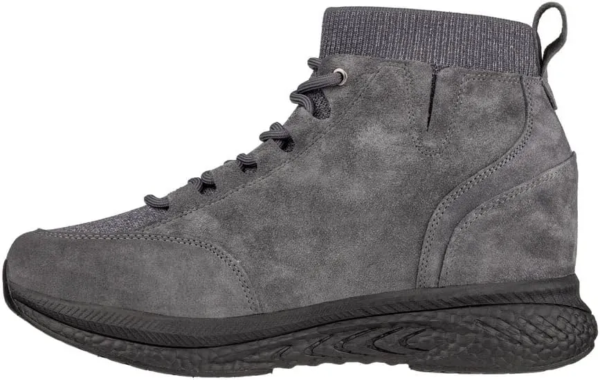 CALTO Men's Invisible Height Increasing Elevator Shoes - Grey Fashion High Top Technical Sneakers - 3 Inches Taller - S23202- Size 8 D(M) US