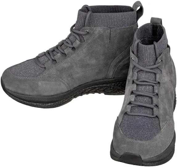 CALTO Men's Invisible Height Increasing Elevator Shoes - Grey Fashion High Top Technical Sneakers - 3 Inches Taller - S23202- Size 8 D(M) US