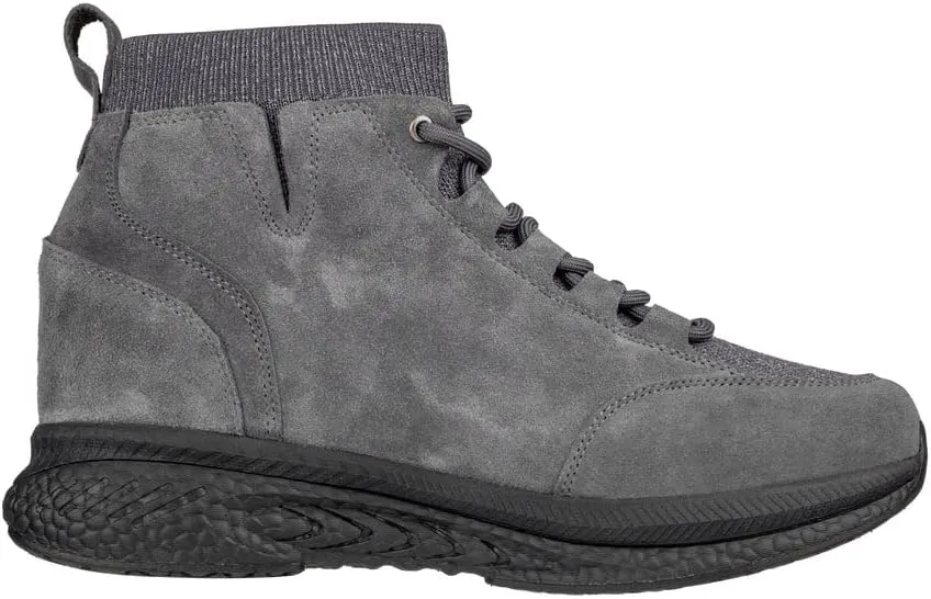 CALTO Men's Invisible Height Increasing Elevator Shoes - Grey Fashion High Top Technical Sneakers - 3 Inches Taller - S23202- Size 8 D(M) US