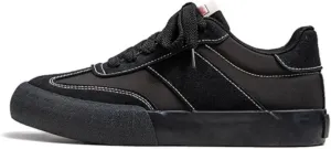 Canvas Chunky Sneakers for Women Retro Leather Upper Walking Shoes Flat Platform Thick Sole
