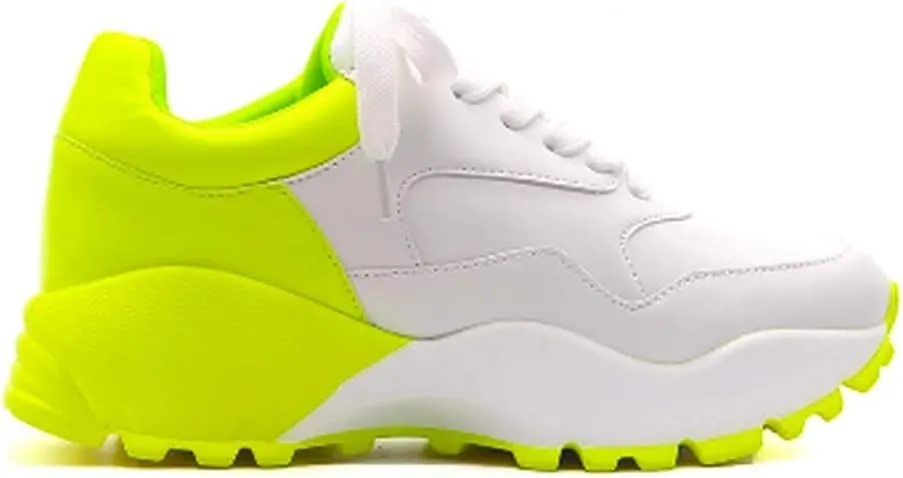 Cape Robbin DIP Glossy Neon Chunky Platform Lace up Sneakers