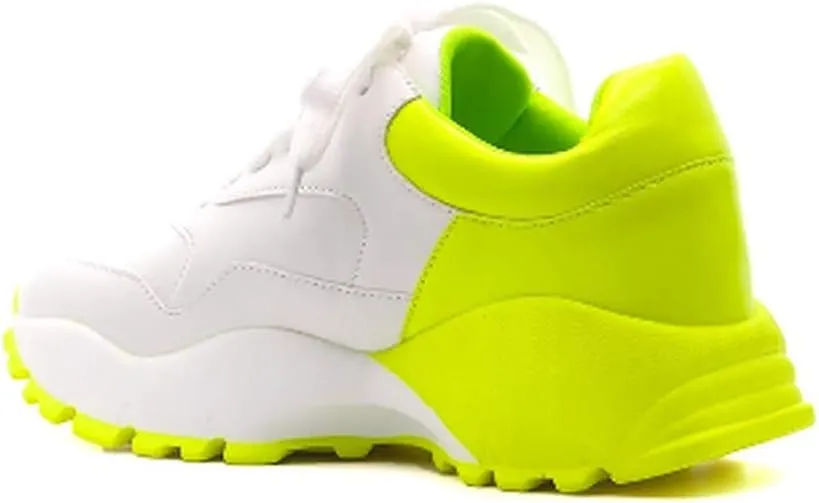 Cape Robbin DIP Glossy Neon Chunky Platform Lace up Sneakers