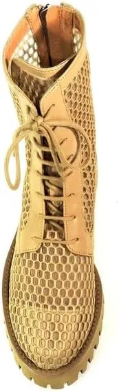 CASADEI Womens Sand Leather Summer Ankle Boots, Lace Up