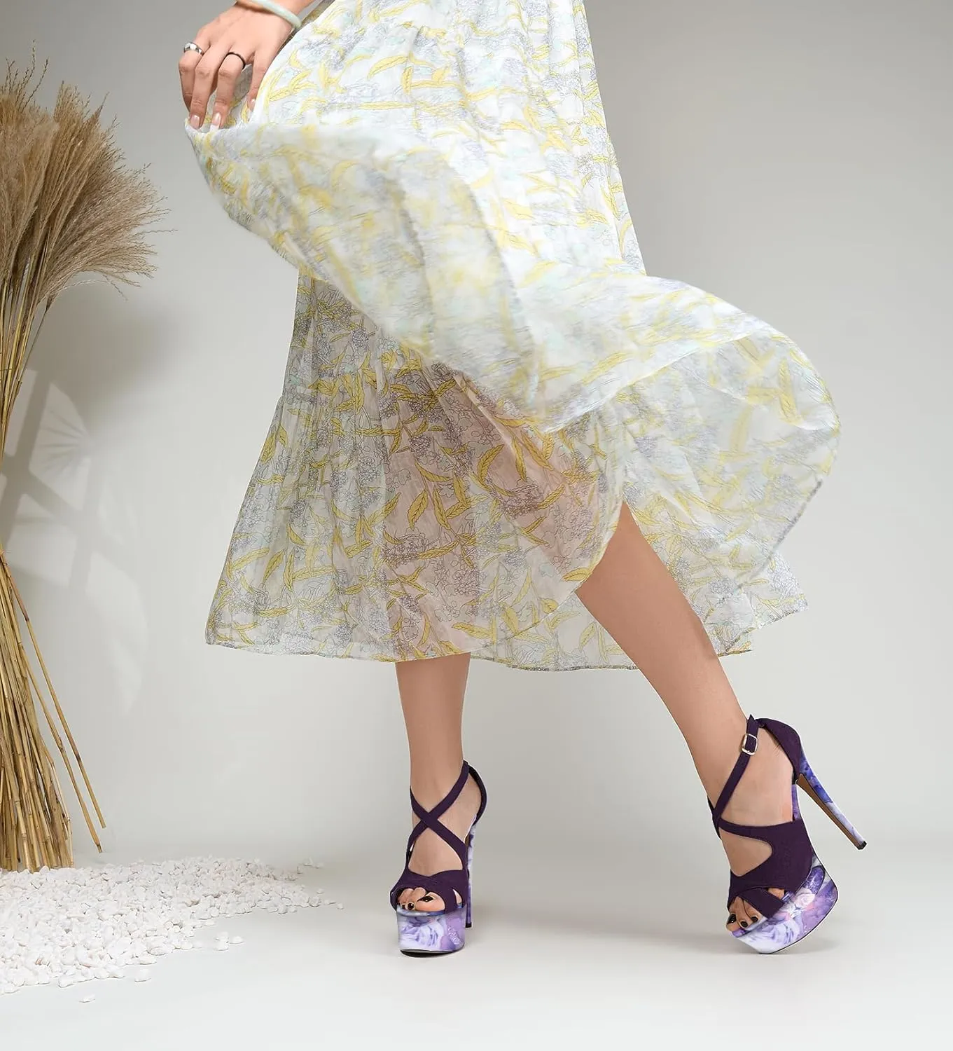 Castamere Peep Open Toe Platform High Stiletto Heel Patchwork Cross-Strap Two-Piece Sandals Sexy Dress 5.9 Inches Heels