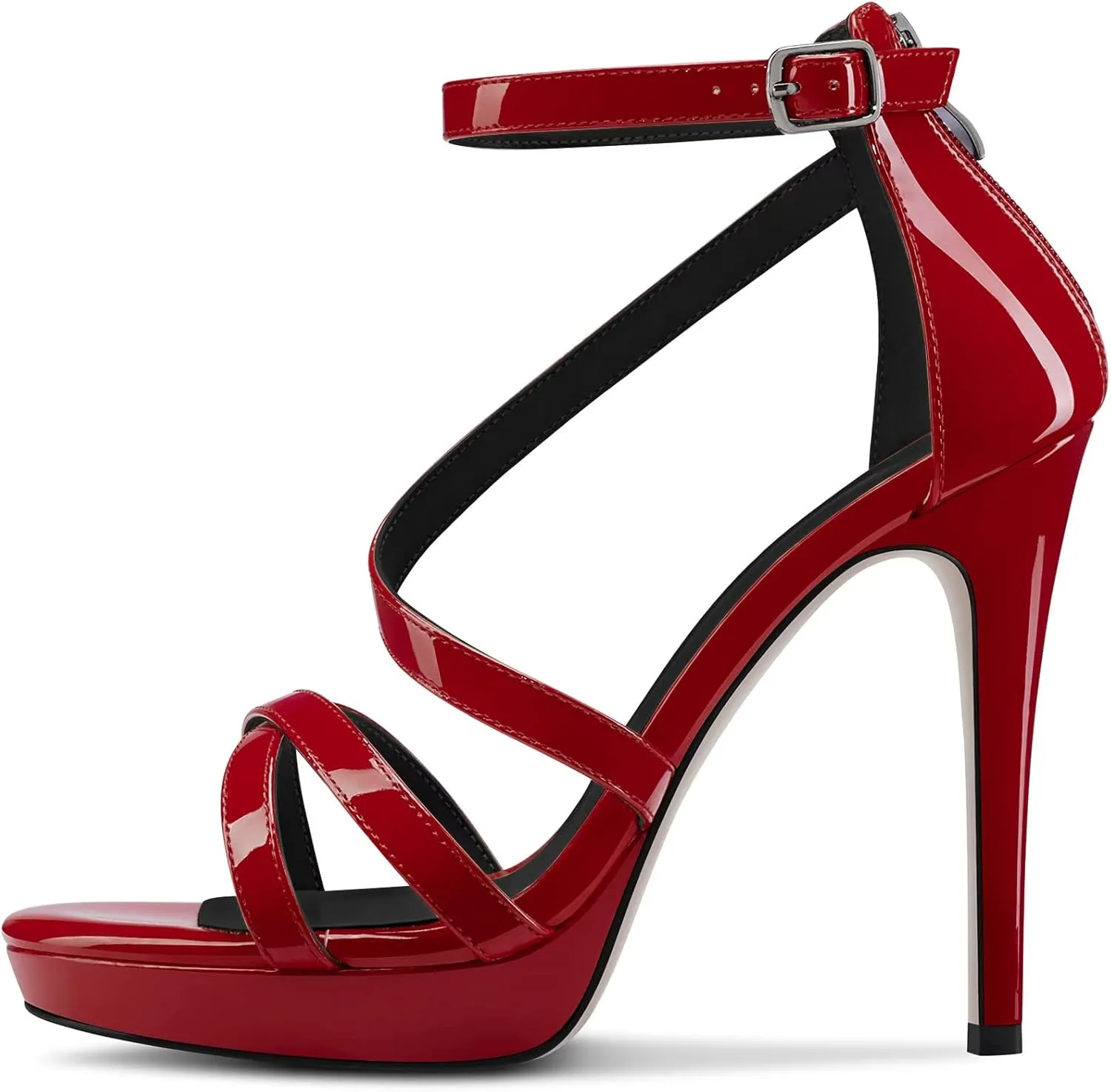 Castamere Women Stiletto High Platform Heel Open Toe Ankle Strap Gladiator Sandals Zipper Party Dress 4.7 Inches Heels